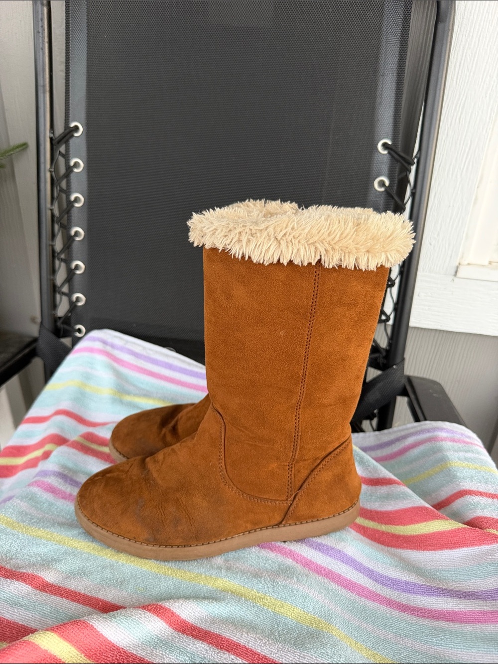 Cat & Jack Kids Faux-Fur Trim Suede Boots - Brown
